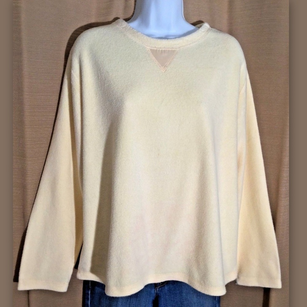 SHENANIGANS PETITE Vintage Size PM Pale Yellow Long Sleeves Terry Towel Top
